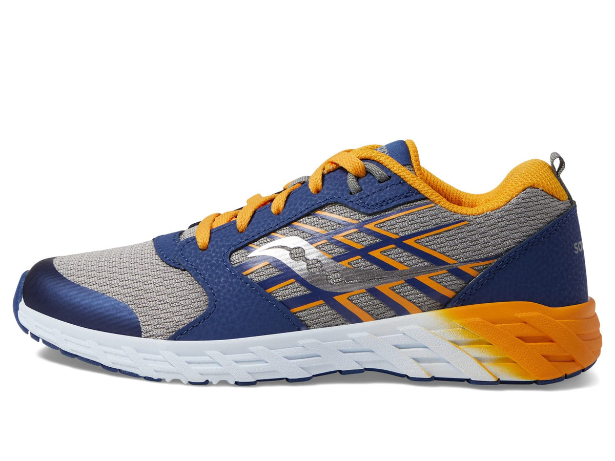 Saucony Wind 2.0 Sneaker, Navy/Gold, 1.5 Wide US Unisex Big_Kid