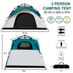 anngrowy 2 Person Pop Up Camping Tent, Waterproof, Windproof, Lightweight, Portable, 82.55947in