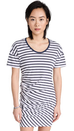 SUNDRY Women's Stripe T-Shirt Dress, White, S