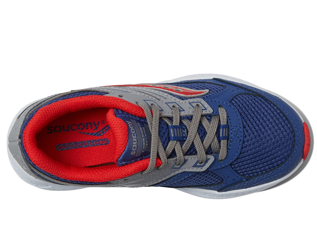 Saucony Cohesion 14 Lace to Toe Running Shoe, Navy/RED, 3 Wide US Unisex Big_Kid