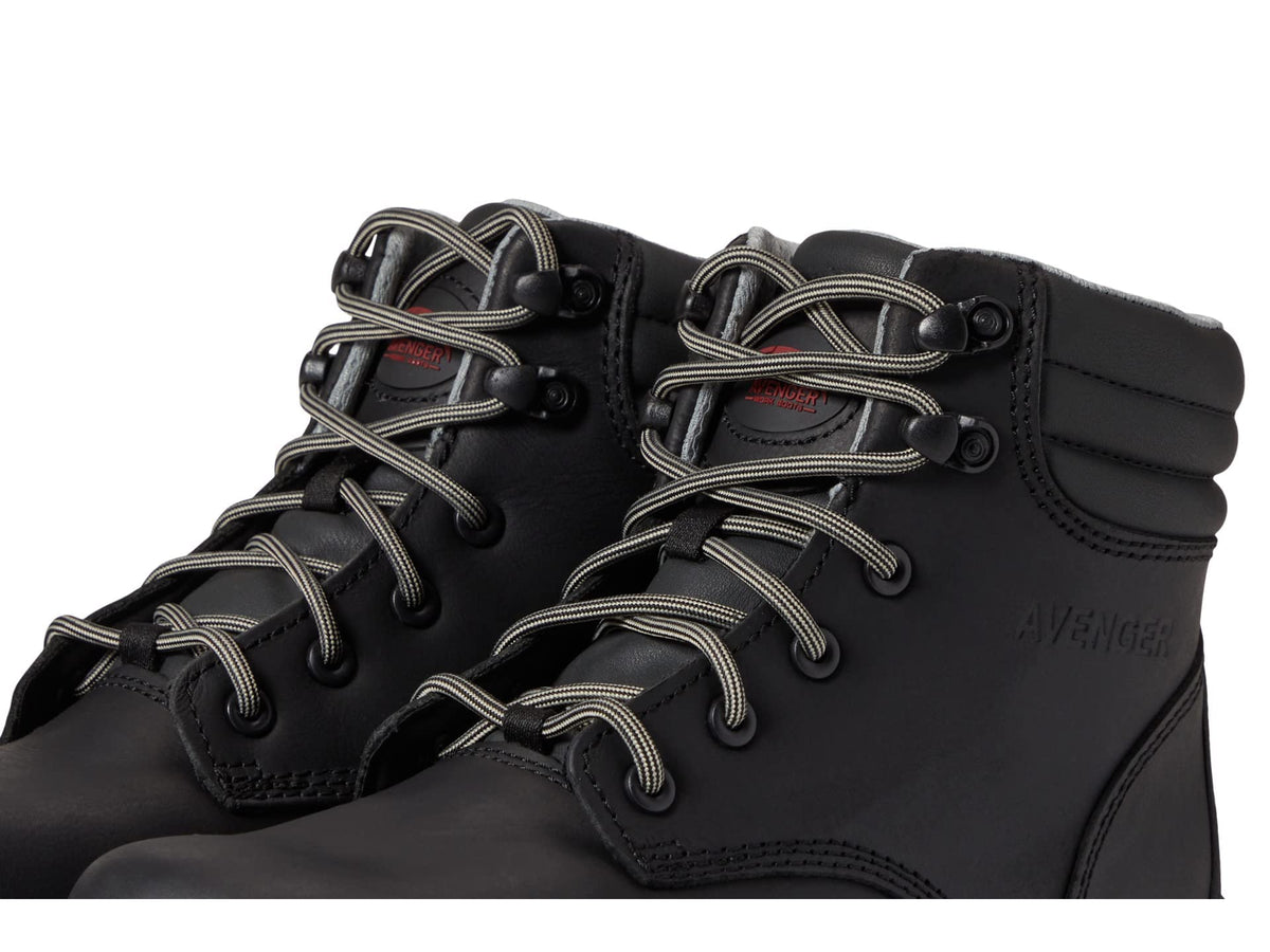 Avenger Work Boots Reflex Shoes for Women – Leather Upper – PU Midsole – Mesh Lining – Flex-Welt Construction 10 Black