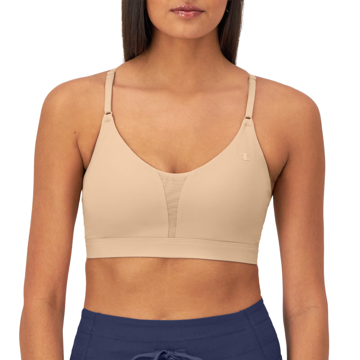 Champion Women's, Soft Touch, Moisture-Wicking, Light Support (Longline Sports Bra Available), Champagne Frost