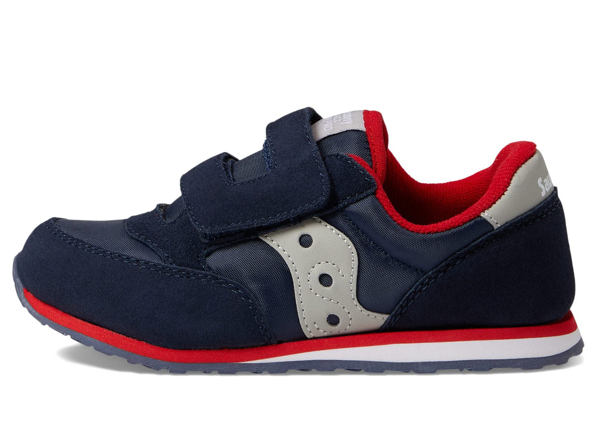 Saucony Baby Jazz Hook & Loop Sneaker, Navy/Grey/Red, 10.5 US Unisex Little Kid