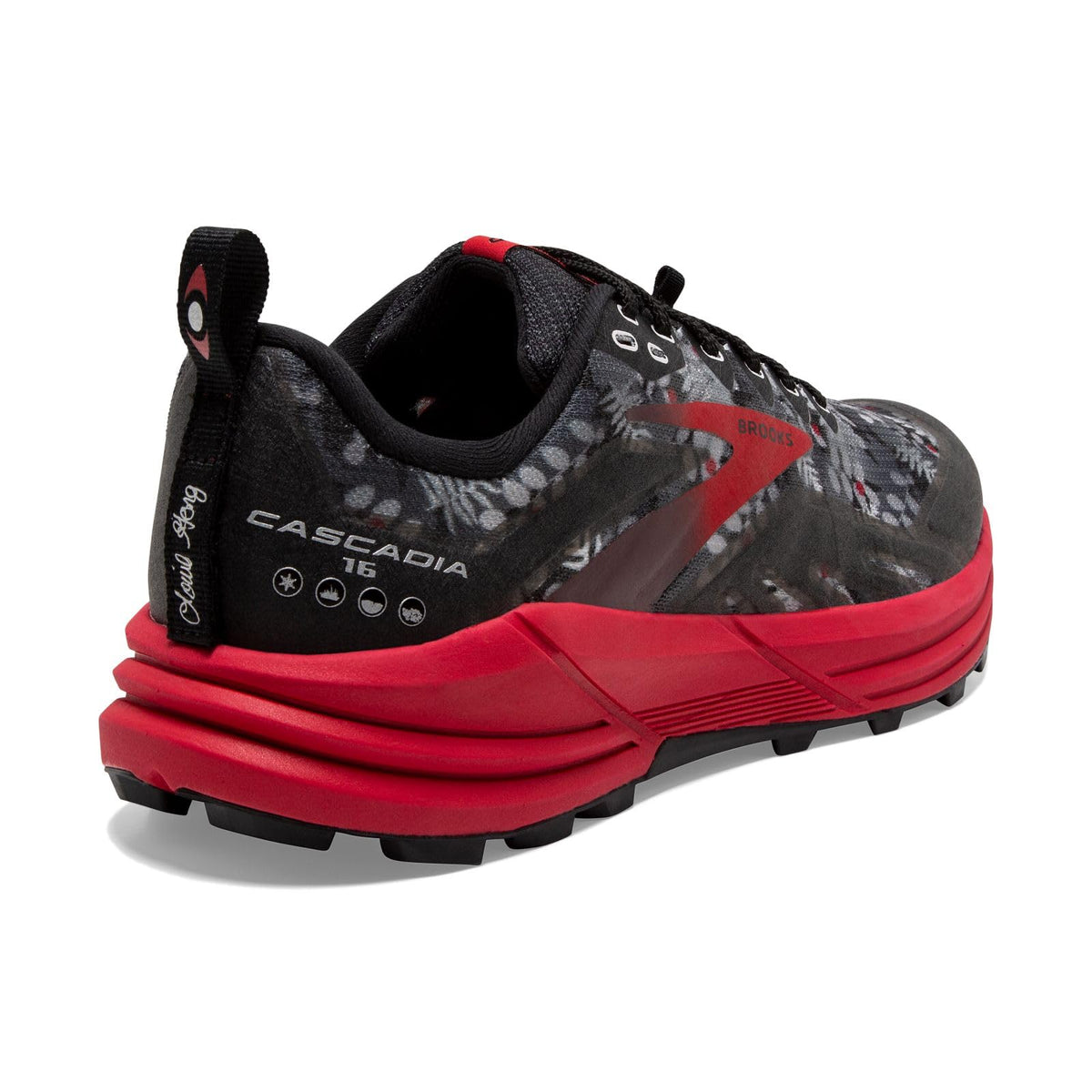 Brooks Women's Cascadia 16 Trail Running Shoe - Black/Grey/Red - 10 Medium