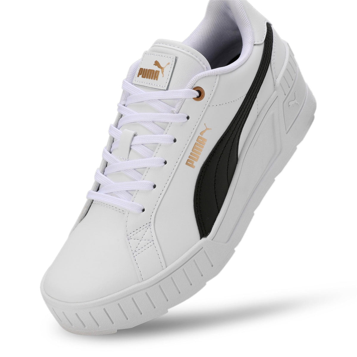 PUMA Women's Karmen Wedge Sneaker 6.5 Puma White-puma Black-gold
