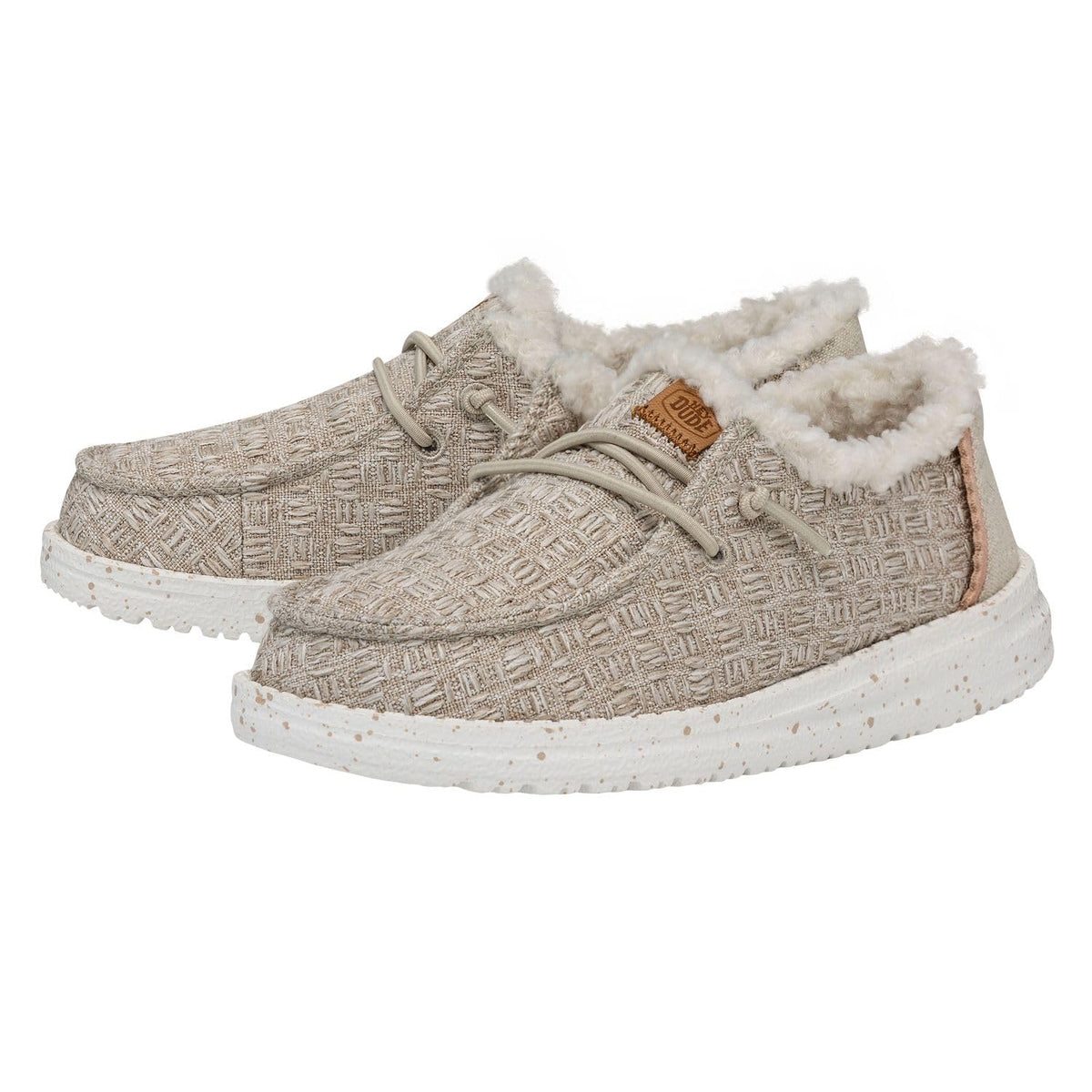 Hey Dude Wendy Youth Warmth Natural Size 3 | Kids Shoes | Kids Slip-on Loafers | Comfortable & Light-Weight