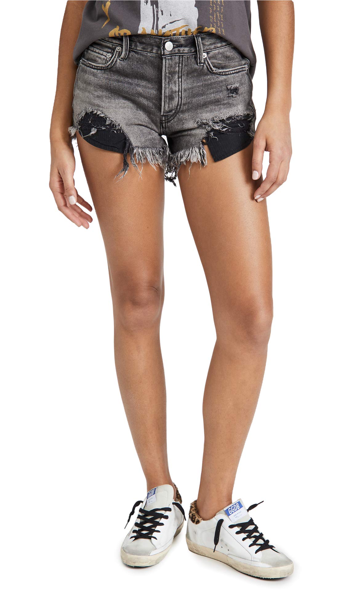 Free People Women's We The Free Loving Good Vibrations Shorts Sulphor Black 31 One Size
