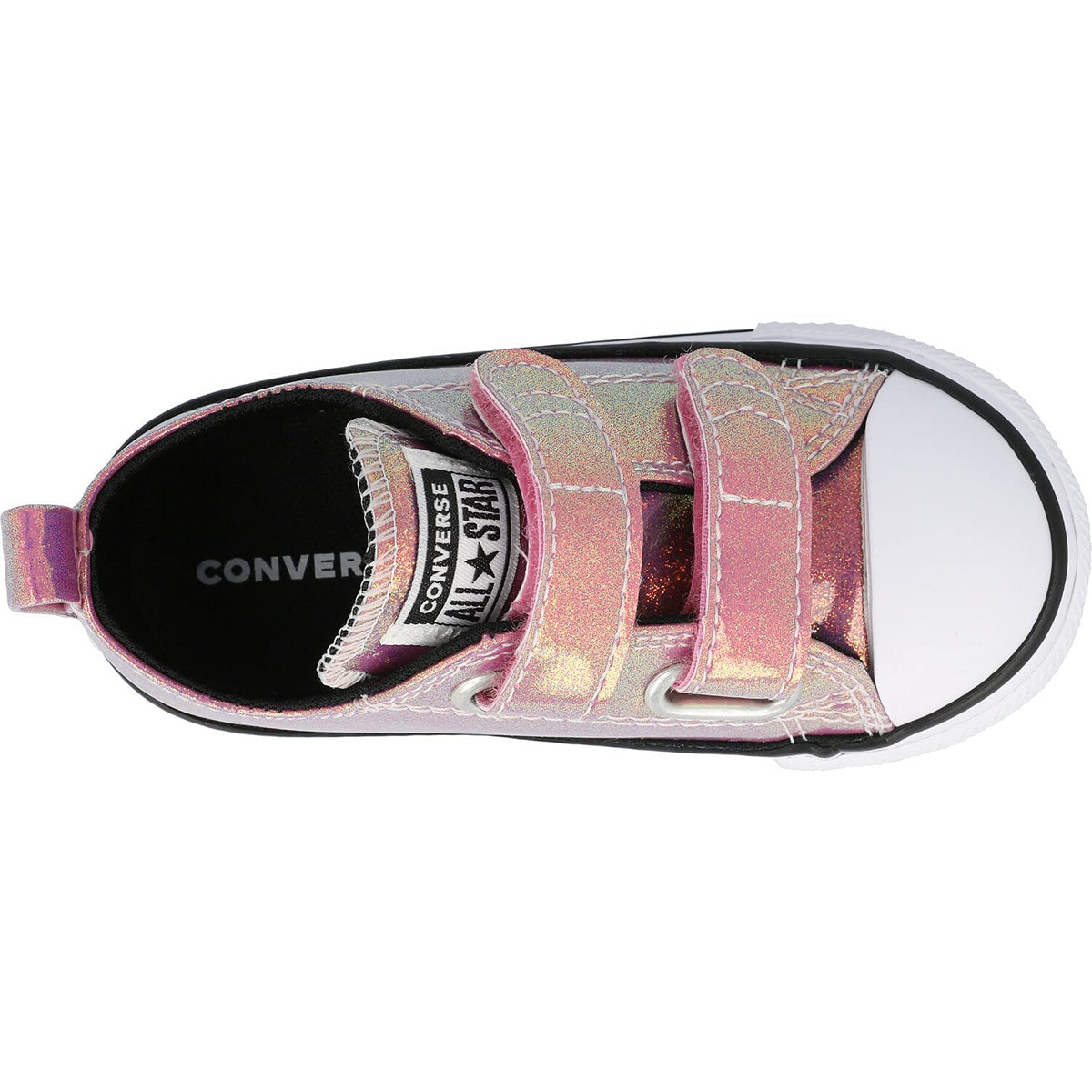 Converse Baby Girl's Chuck Taylor® All Star® 2V Ox - Iridescent Glitter (Infant/Toddler) Magic Flamingo/Black/White 9 Toddler M