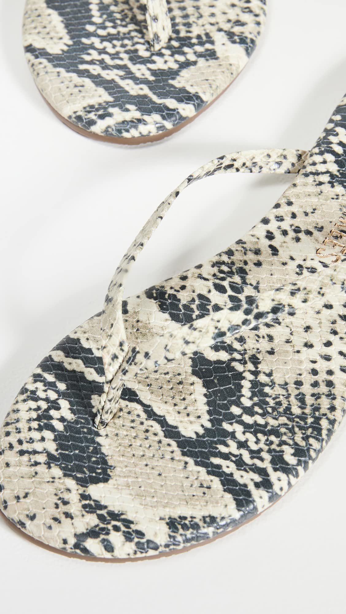 TKEES Women's Studio Exotic Flip Flops, Sandsnake, Print, Grey, 10 Medium US