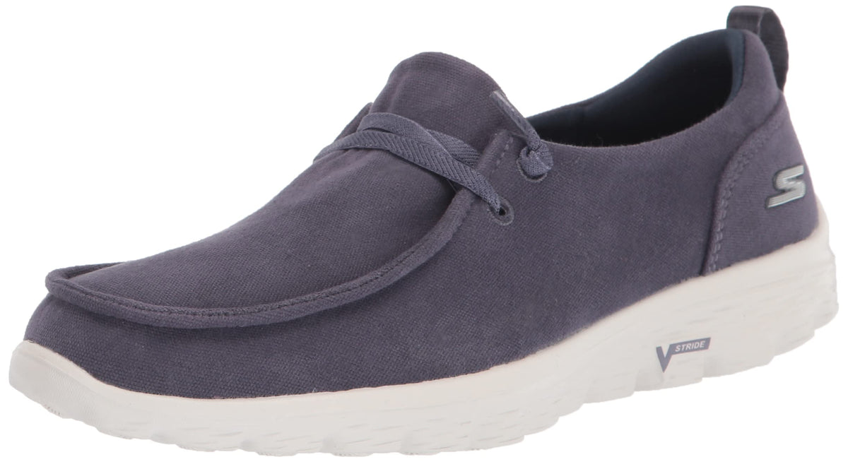 Skechers Women's GO Walk 2-Canvas MOC Toe Sneaker, Navy, 10.5