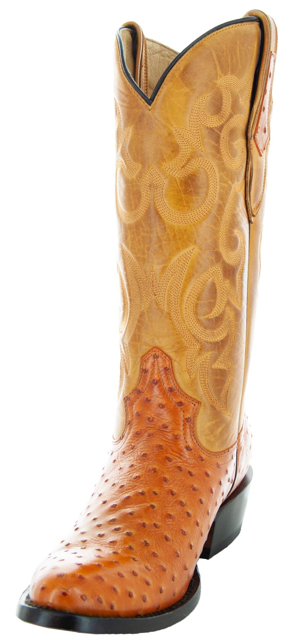 Soto Boots Men's Ostrich Print Cowboy Boots H7002 (Mantequilla, 11)