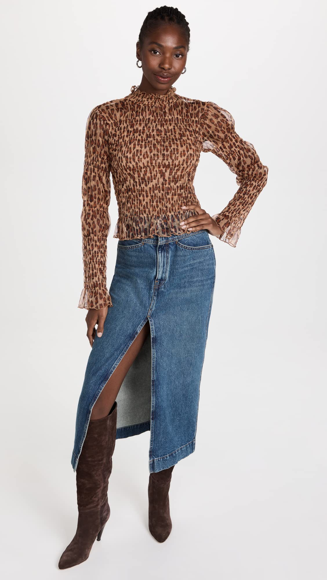 Free People Women's Hello There Top X-Small Leopard Combo
