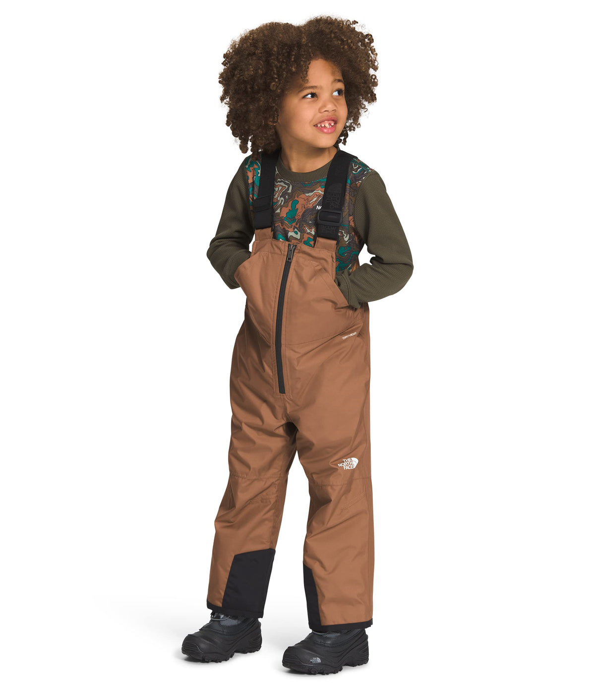THE NORTH FACE Kids' Snowquest Insulated Bib, Toasted Brown, 7