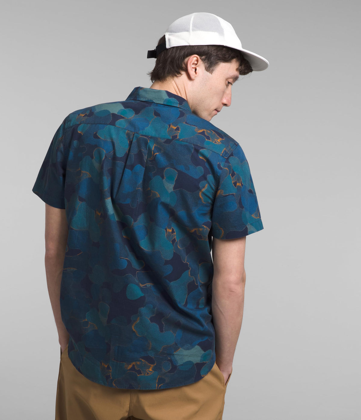 THE NORTH FACE Men's Short Sleeve Baytrail Pattern Button-Down Shirt, Summit Navy Camo Texture Print, XX-Large