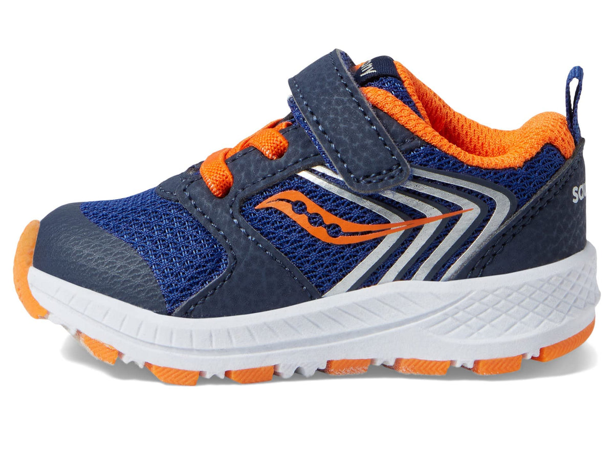 Saucony Wind FST Jr Sneaker, Navy/Orange, 8 US Unisex Little Kid