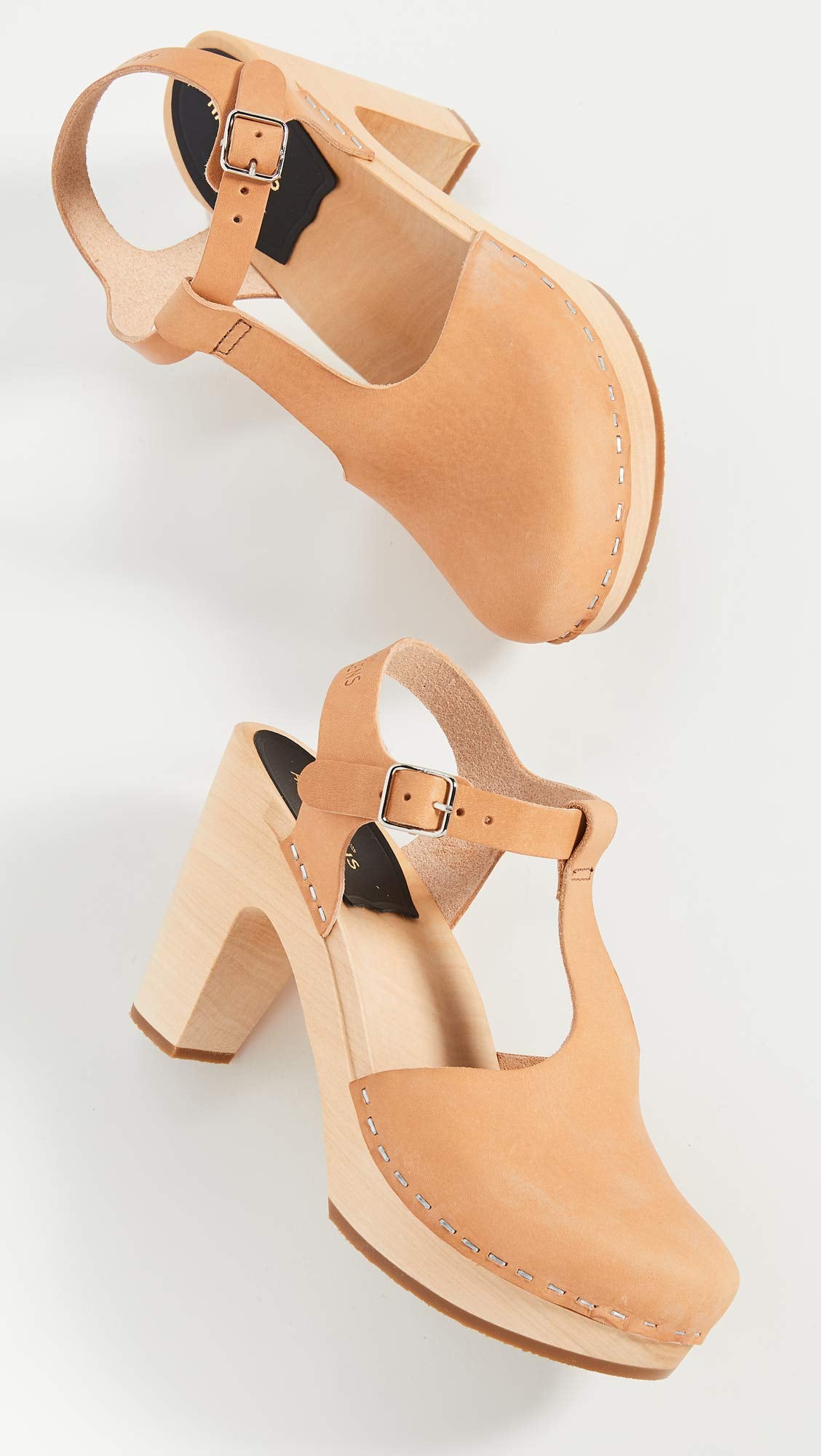 swedish hasbeens Women's T-Strap Sky High Heeled Sandal, Nature, 39 EU/9 M US