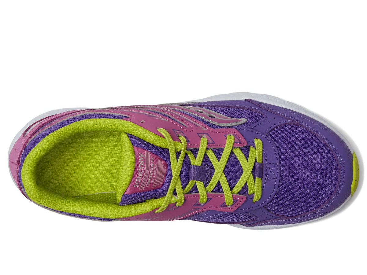Saucony Cohesion 14 Lace to Toe Sneaker, Purple/Green, 1.5 US Unisex Big Kid