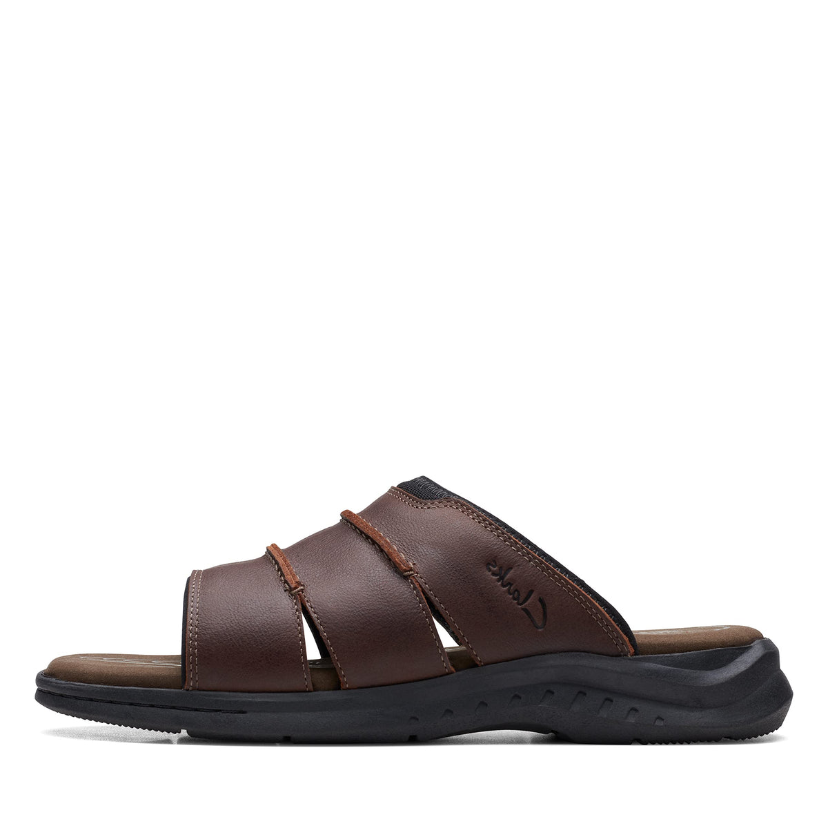 Clarks Men's Walkford Easy Flat Sandal, Brown Tumbled Leather, 11.5