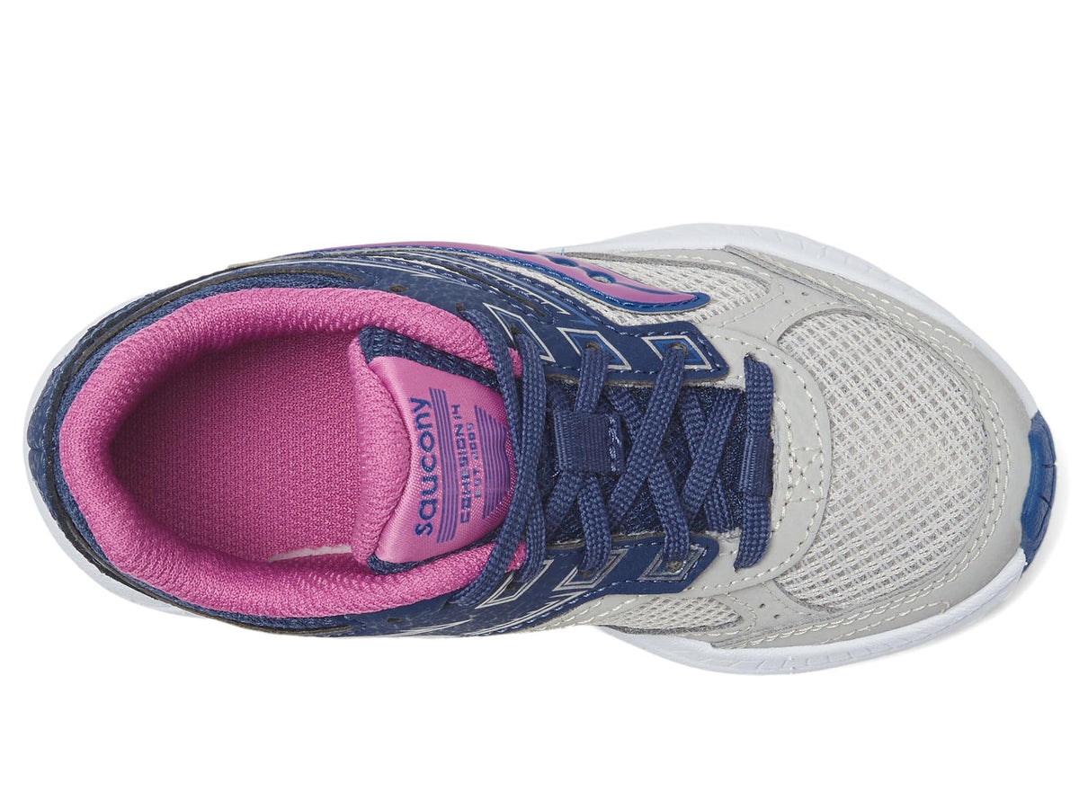 Saucony Girl's Cohesion 14 LTT (Little Kid/Big Kid) Navy/Grey/Grape 4 Big Kid M