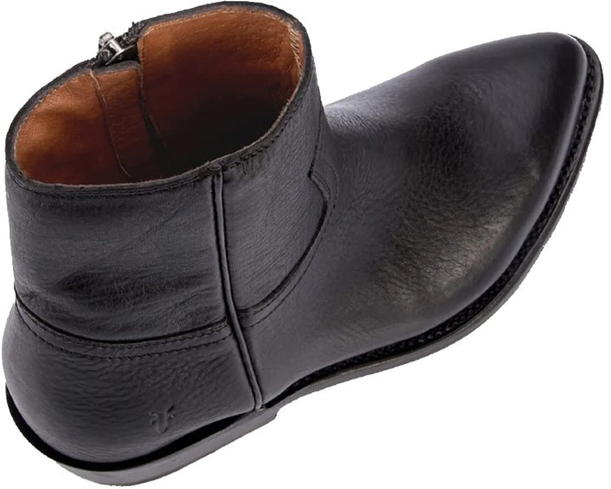 Frye Billy Inside Zip Booties for Women Crafted from Antiqued Pull-Up Leather with Wellington Stitchwork and Piping, Brass Hardware, and Inside Zipper – 5 ¾” Shaft Height, Black - 7.5M