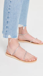 Ancient Greek Sandals Women's Irina Sandals, Natural, Metallic, Silver, 10 Medium US