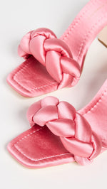 Loeffler Randall Women's Freya Curved Heel Mules with Braid, Bubblegum, Pink, 6.5 Medium US