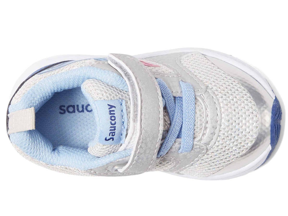 Saucony Wind FST Jr Sneaker, Silver/Blue/Pink, 8 US Unisex Little Kid