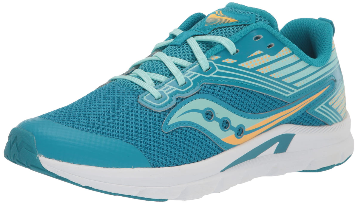Saucony Axon Sneaker, Turq/Yellow, 4 US Unisex Big Kid