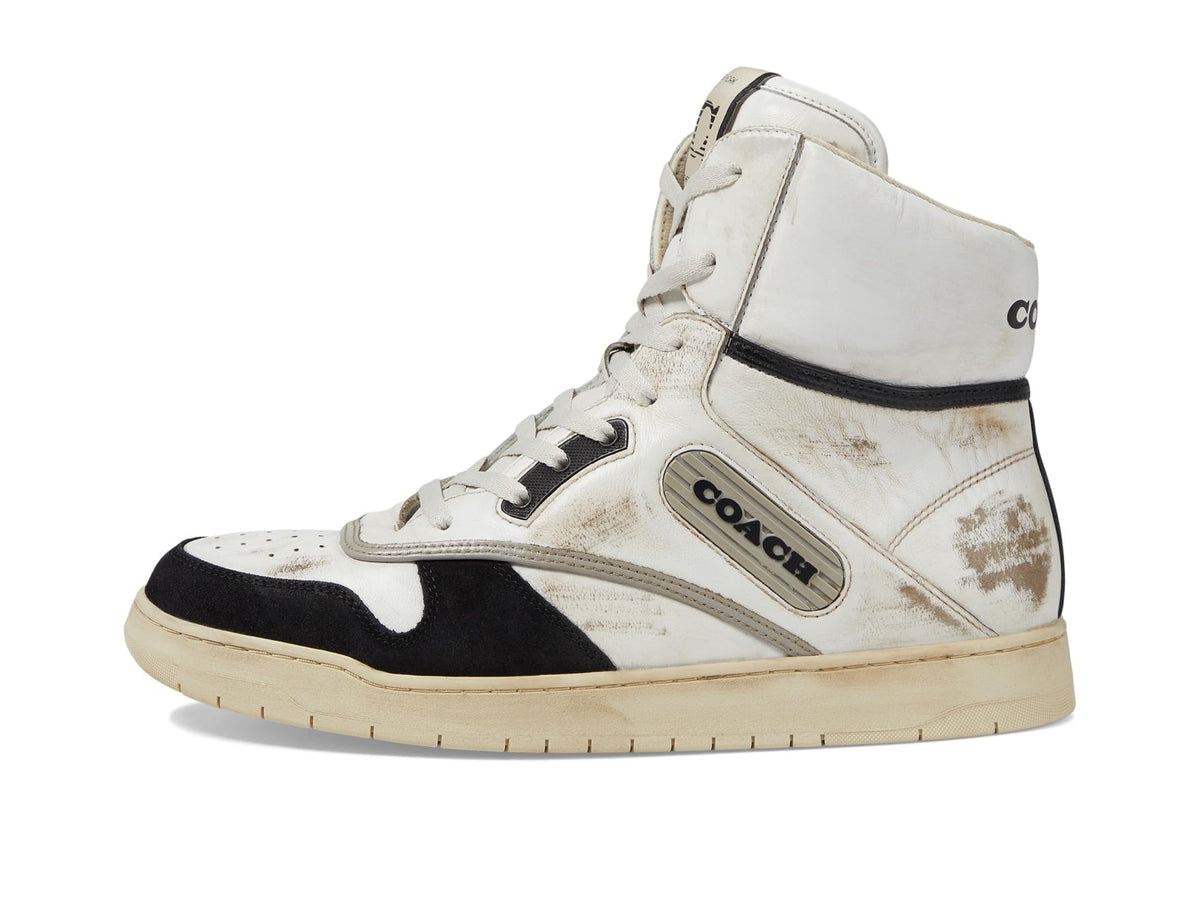 Coach Distressed Leather and Suede High-Top Sneaker White 9.5 D (M)