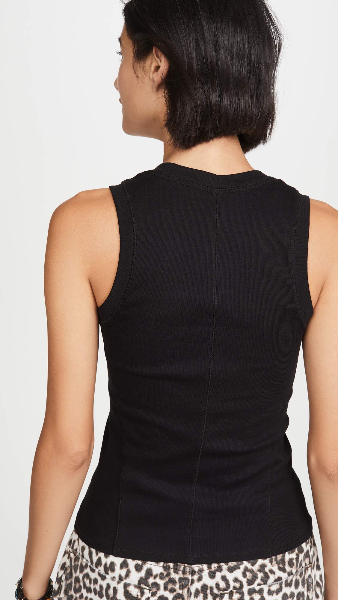 Free People Women's U Neck Tank, Black, L