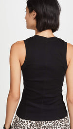 Free People Women's U Neck Tank, Black, L