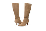 Linea Paolo Parson - Womens Knee High Pointed Toe Stiletto Mid-Height Heel Leather Fashion Boot Fawn Suede 8M