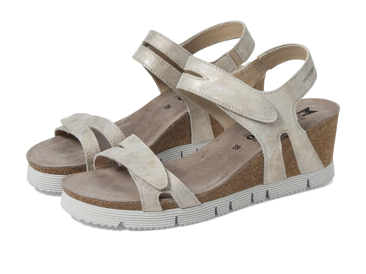Mephisto Women's Emelia Wedge Sandal, Light Taupe Monaco, 8