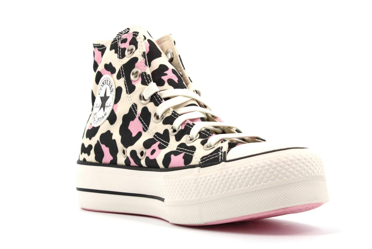 Converse Women's Lift Canvas High Top Platform Sneakers, Leopard Print, 8.5 US