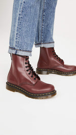 Dr. Martens Women's 1460 Smooth Leather 8 Eye Boot, Cherry Red, 8