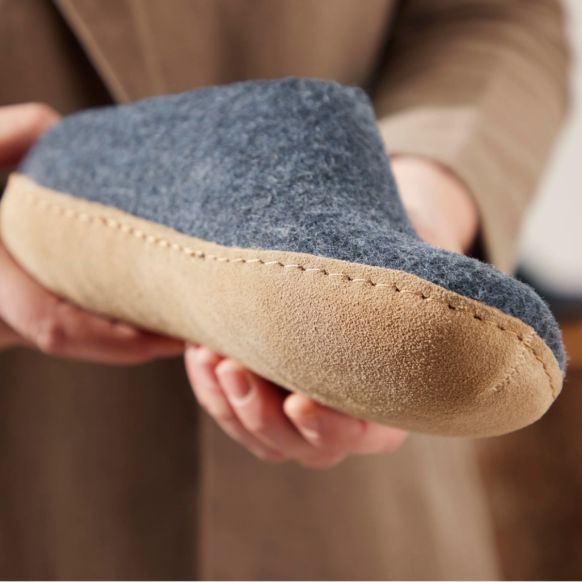 GLERUPS Slip On Slippers Women and Men | Unisex Slip-on Wool Slippers with Leather Sole | Comfy Slippers Women Men | Cosy Gents and Ladies Slippers