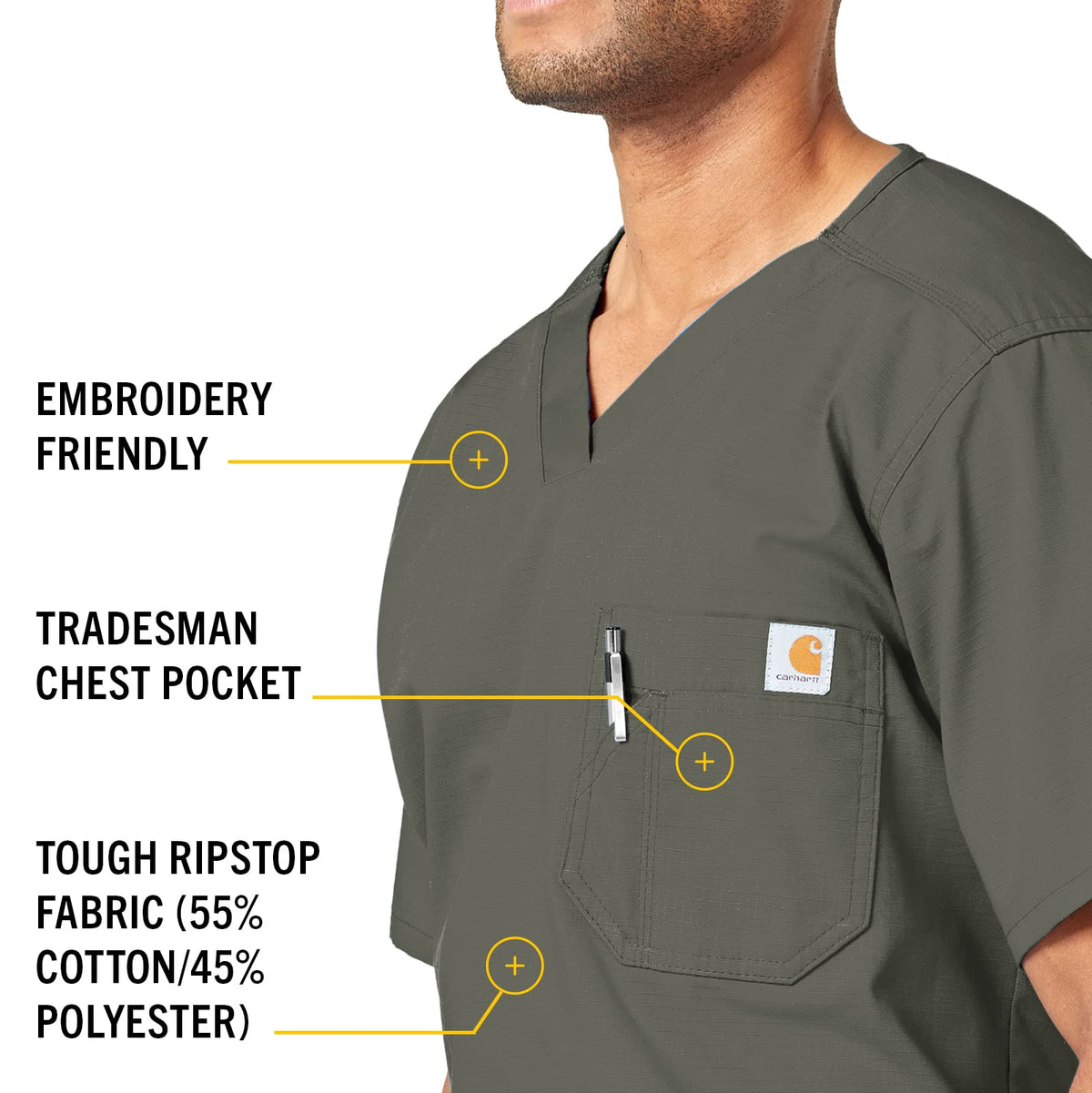 Carhartt Men's Ripstop Men's Utility Scrub Top Large Olive