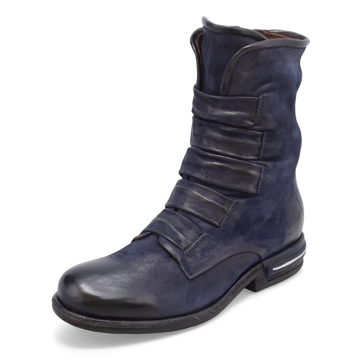 A.S.98 Traver Womens High-Ankle Boots Leather Boots w/Straps & Side Zipper (Midnight - 41EU)