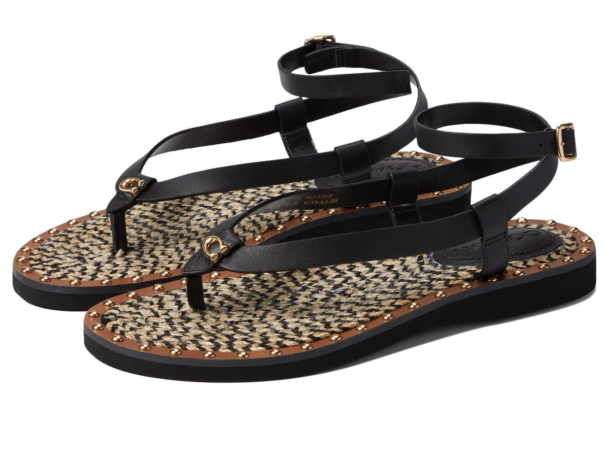 COACH Gracey Leather Sandal Black 8.5 B (M)