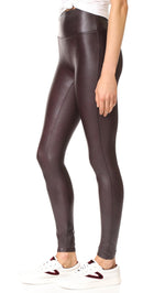 SPANX Women's Ready-to-Wow Faux Leather Leggings, Wine, Large