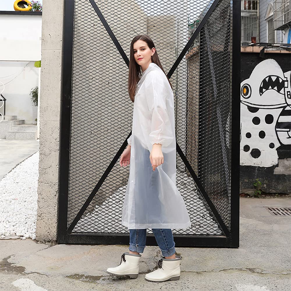 NW 3 Pieces Packable Eva Raincoat for Men and Women,Multifunctional Portable Reusable Waterproof with Hood Long Rain Poncho Gray, Large