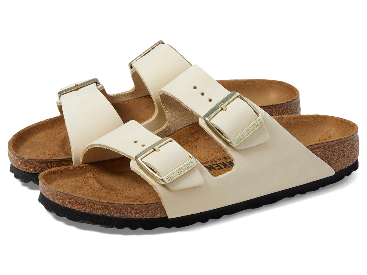 Birkenstock Women's Arizona Soft Footbed Sandals, Ecru, White, 6 Medium US