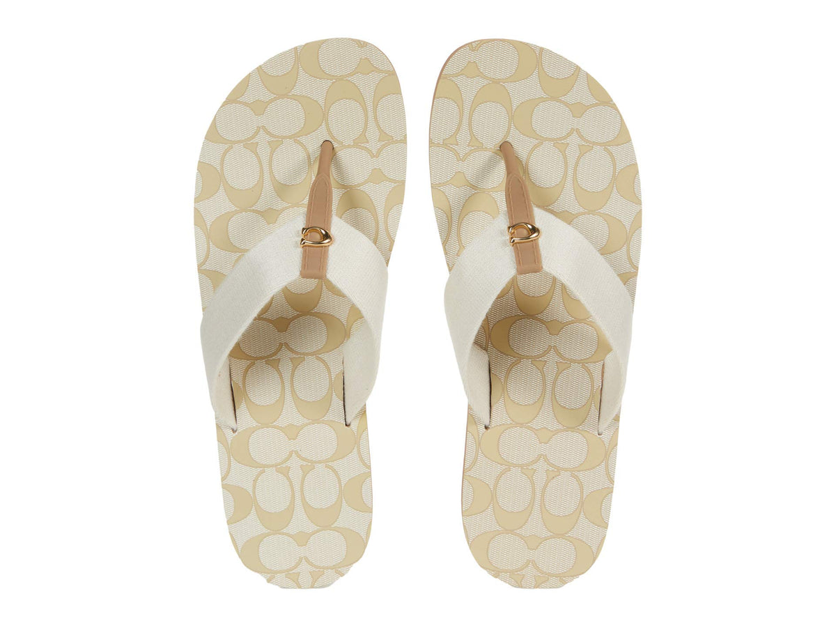 Coach Zoe Flip-Flop Chalk Mixed Material 9 B (M)