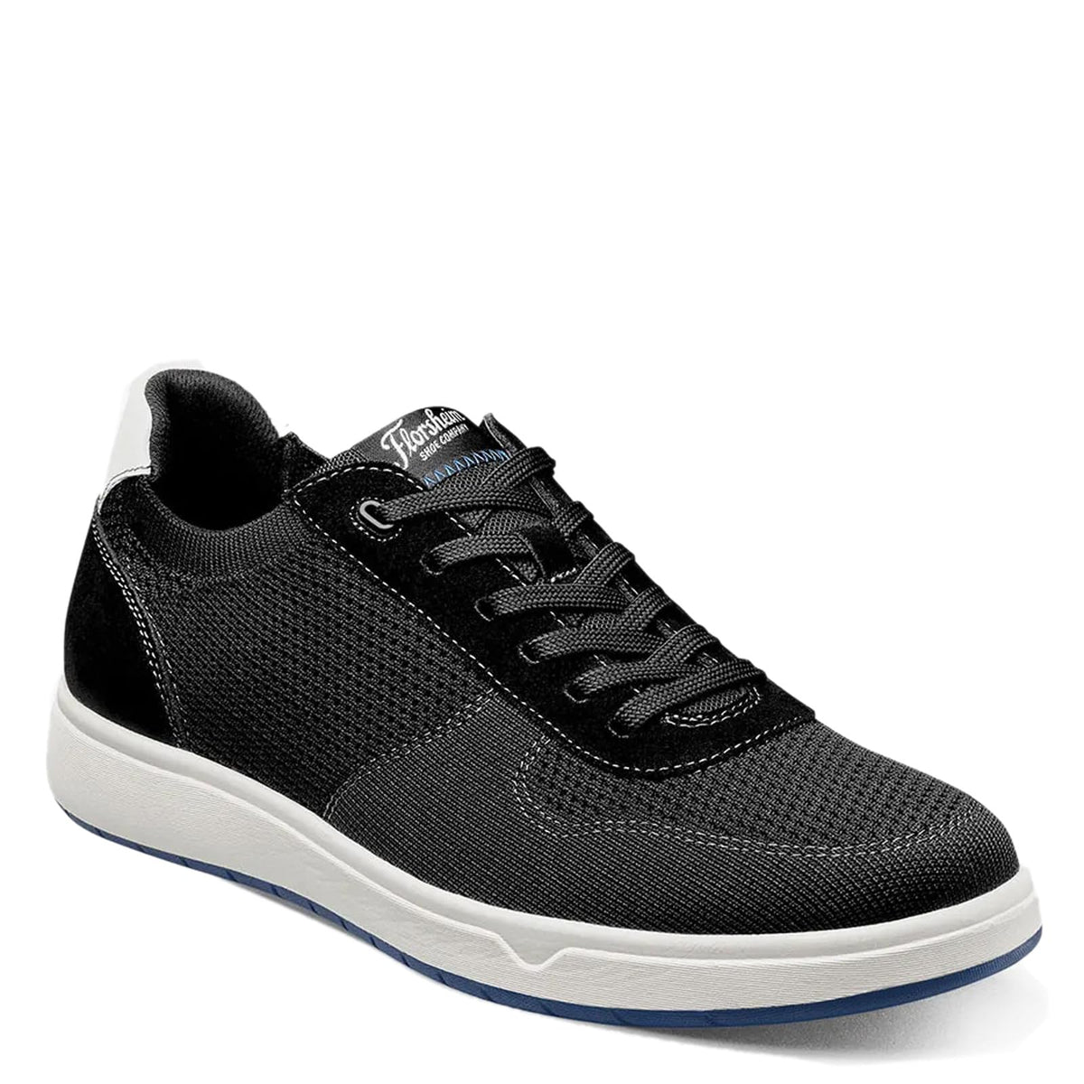 Florsheim Heist Knit 6-Eye Lace-Up Sneaker Black Knit/White Sole 9 W (3E)