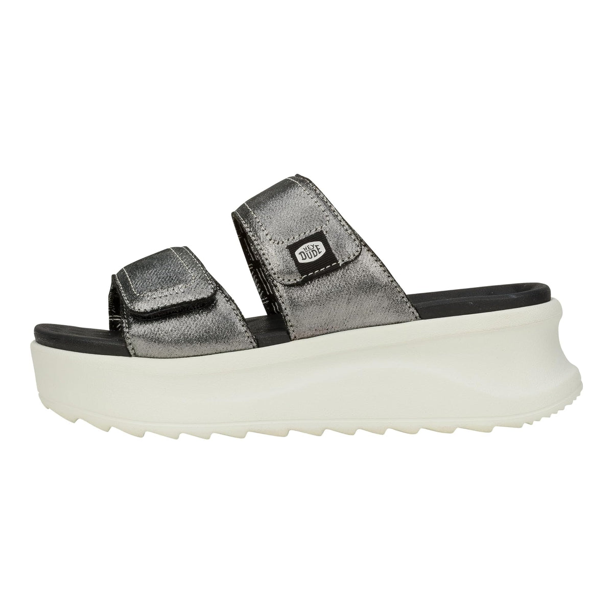 Hey Dude Women's Delray Slide Classic Black/Shimmer Size 10 | Women's Shoes | Women Slip-on Sandals | Comfortable & Light-Weight