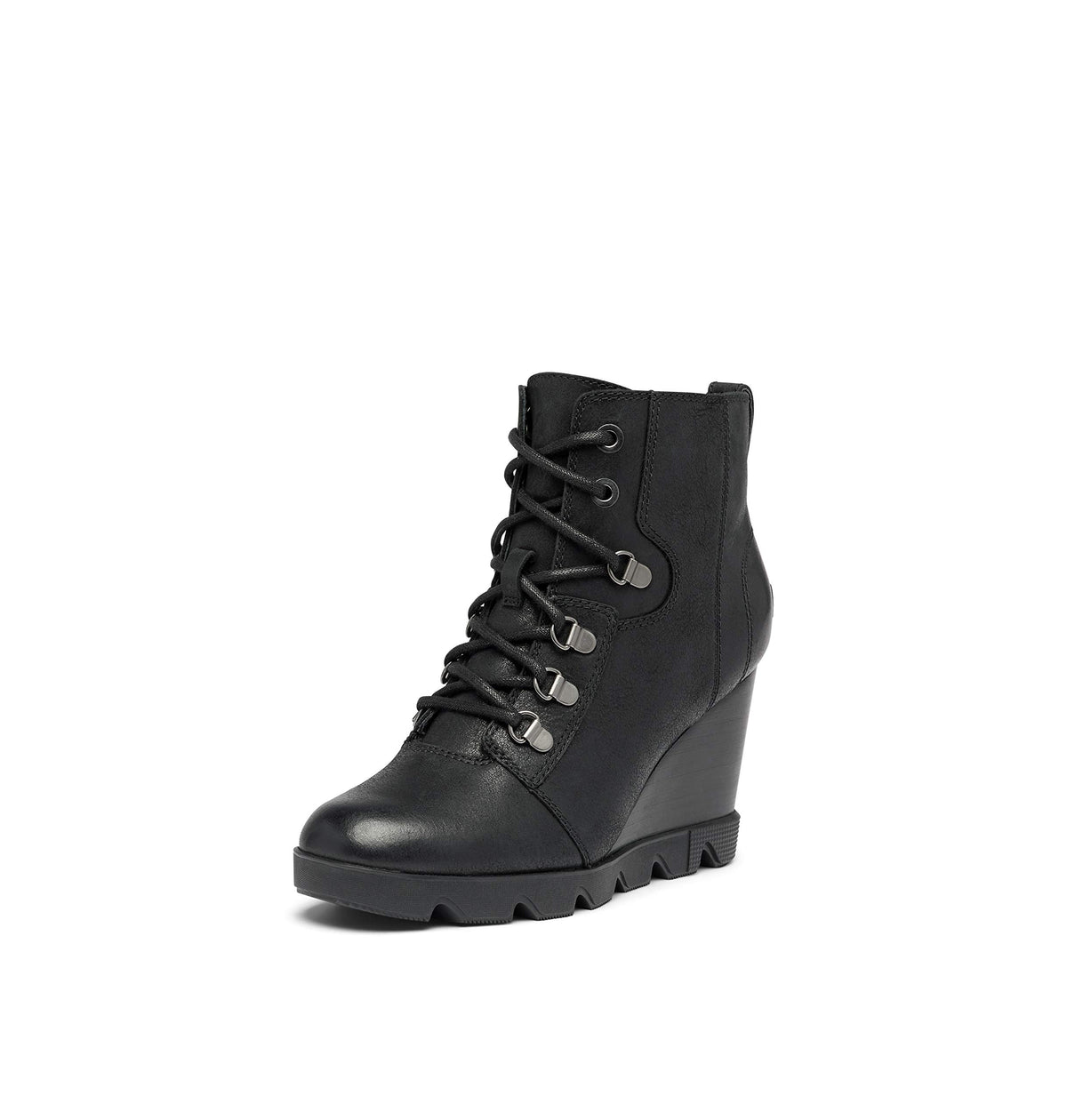 Sorel Women's Joan Uptown Lace Bootie — Black — Waterproof Leather Wedge Boots — Size 8