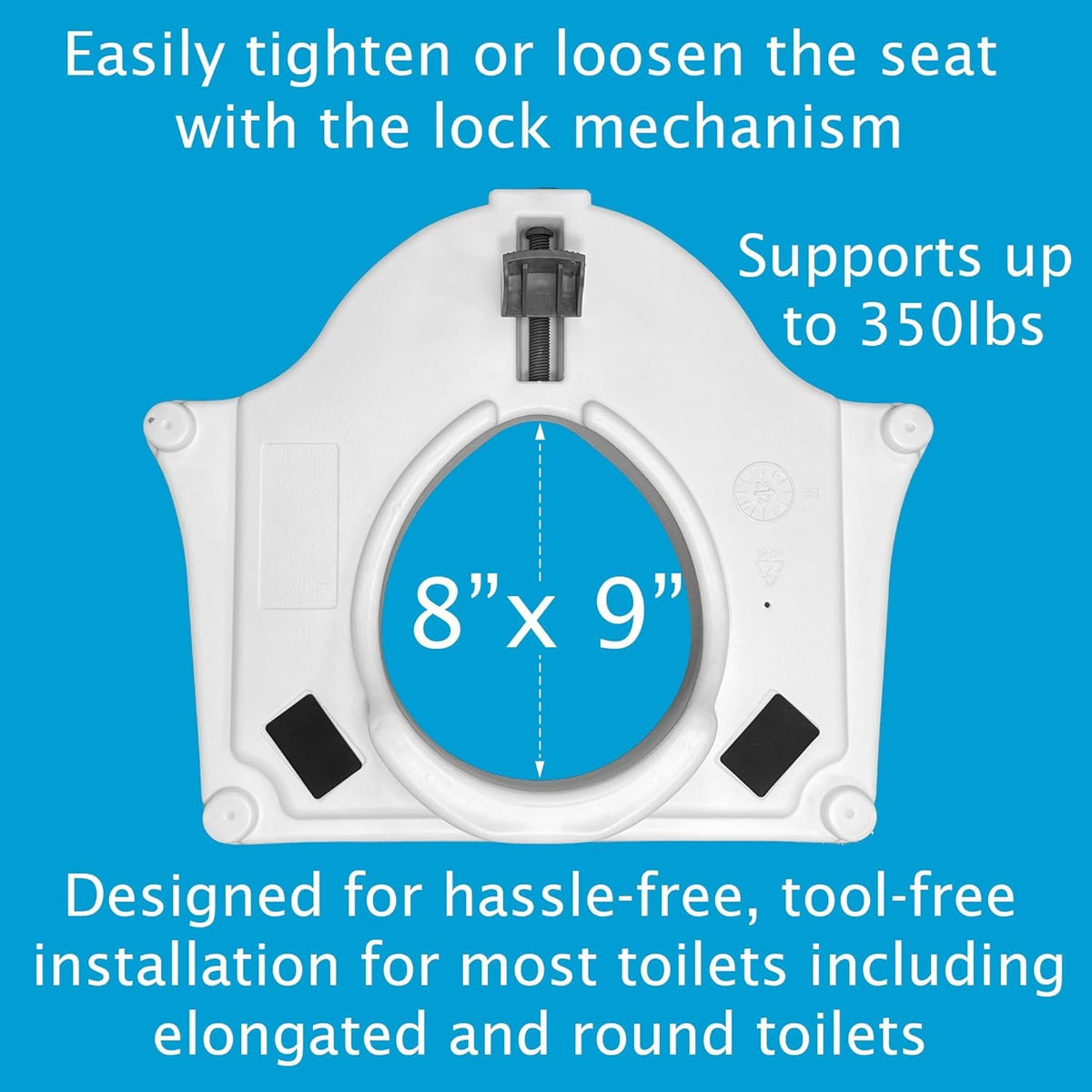 Carex E-Z Lock Raised Toilet Seat with Handles - 4.5 Inch Toilet Seat Riser with Arms, Toilet Riser Fits Most Toilets, Elongated or Round, Toilet Seat Lifter, White