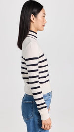 FRAME Women's Shrunken Mariner Cashmere Turtleneck, Off White Multi, S