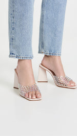 SCHUTZ Women's Lizah Crystal Sandals 9 Pearl