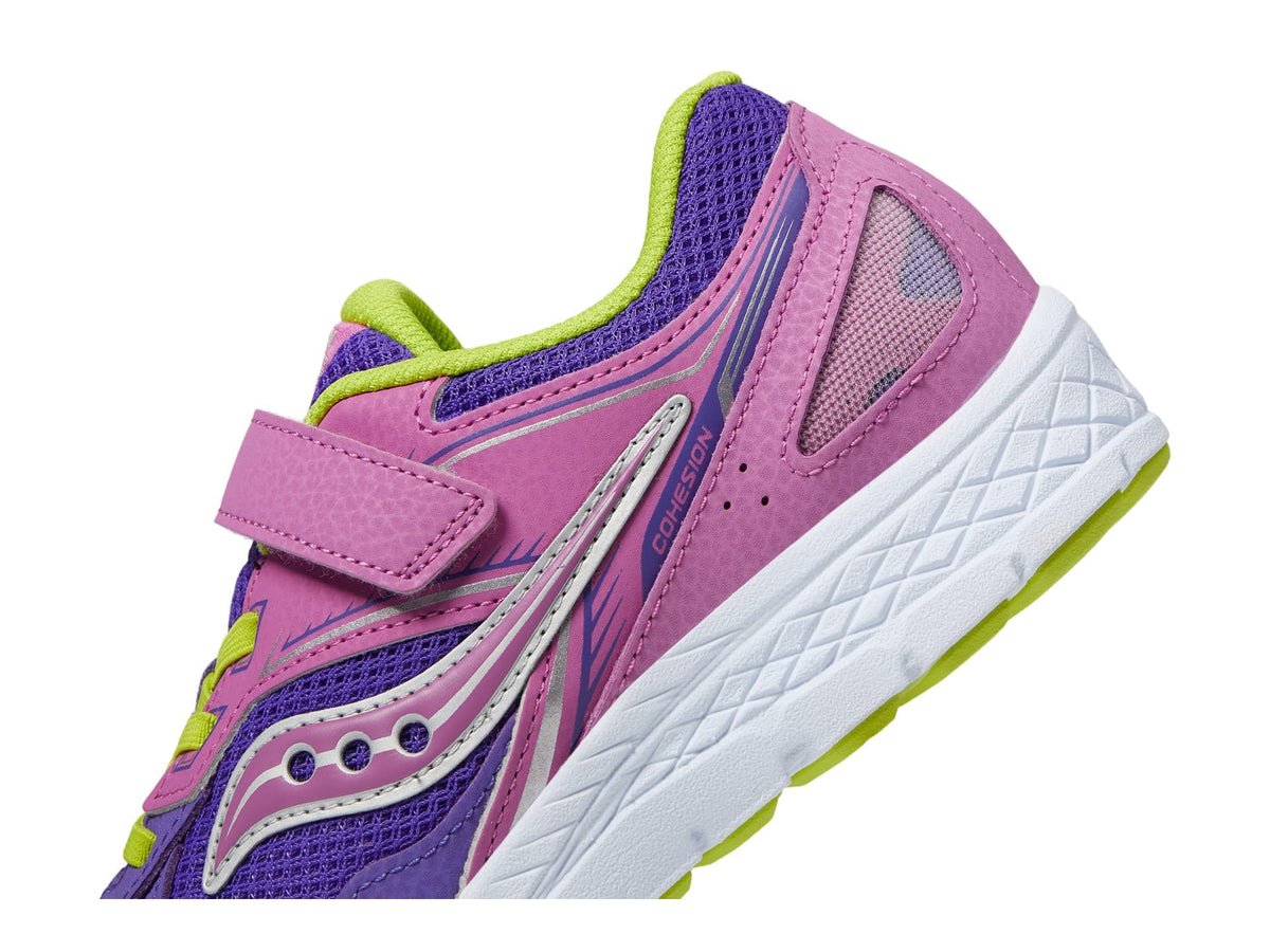 Saucony Cohesion 14 Alternative Closure Sneaker, Purple/Green, 1.5 US Unisex Big Kid